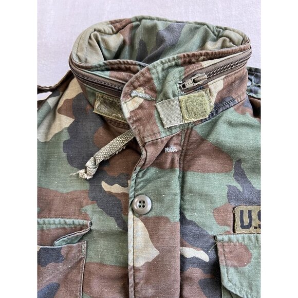 Vintage US Army Jacket Mens Small M65 Woodland Camo Cold Weather Military 90s - Picture 5 of 14